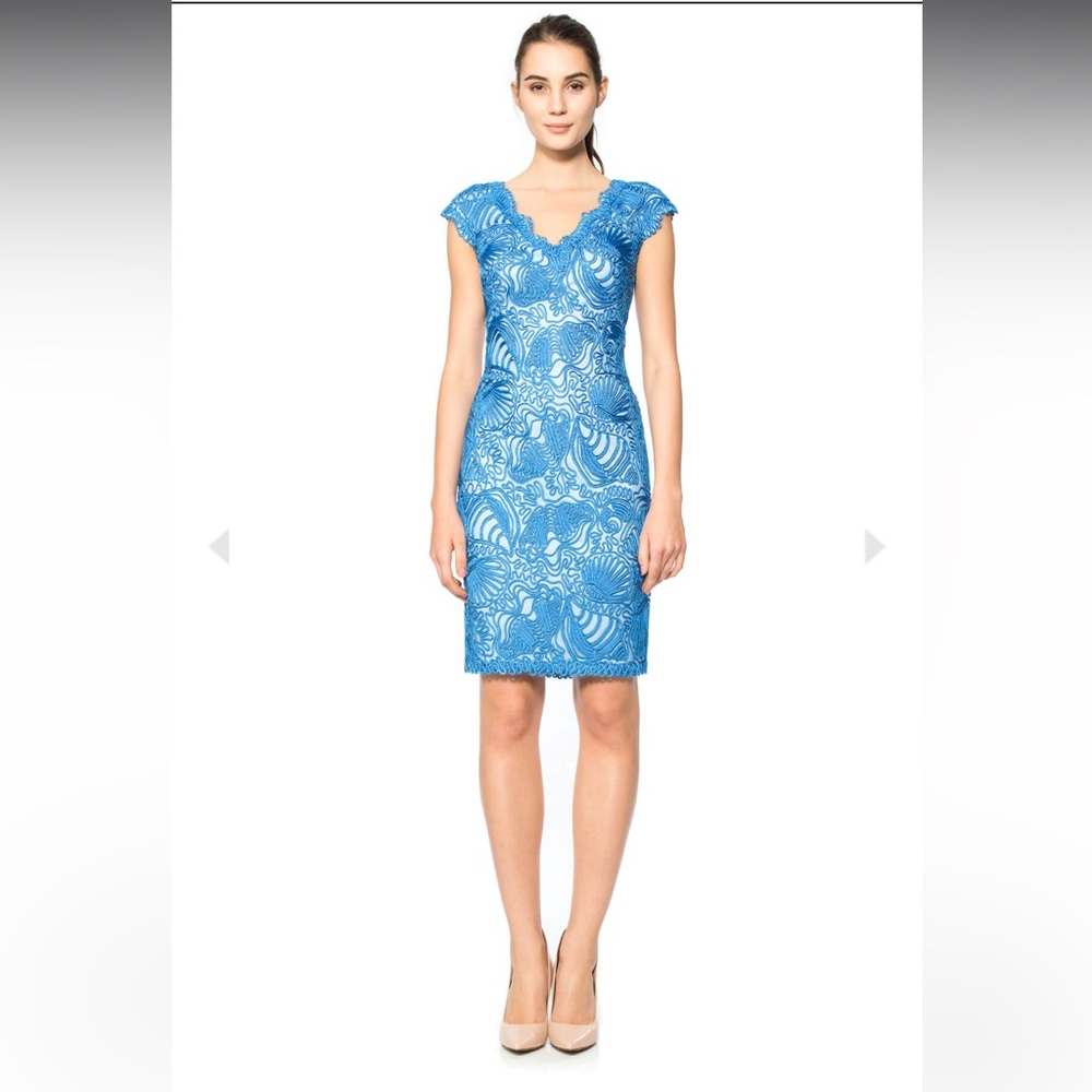 TADASHI SHOJI PASSEMENTERIE SEASHELL
EMBROIDERED TULLE CAP SLEEVE
DRESS